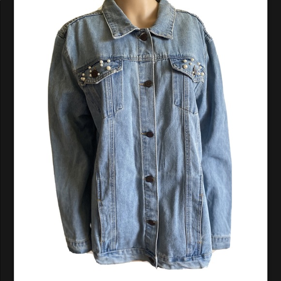 One5One Pearled Denim Light Blue Jacket EUC - Picture 2 of 15